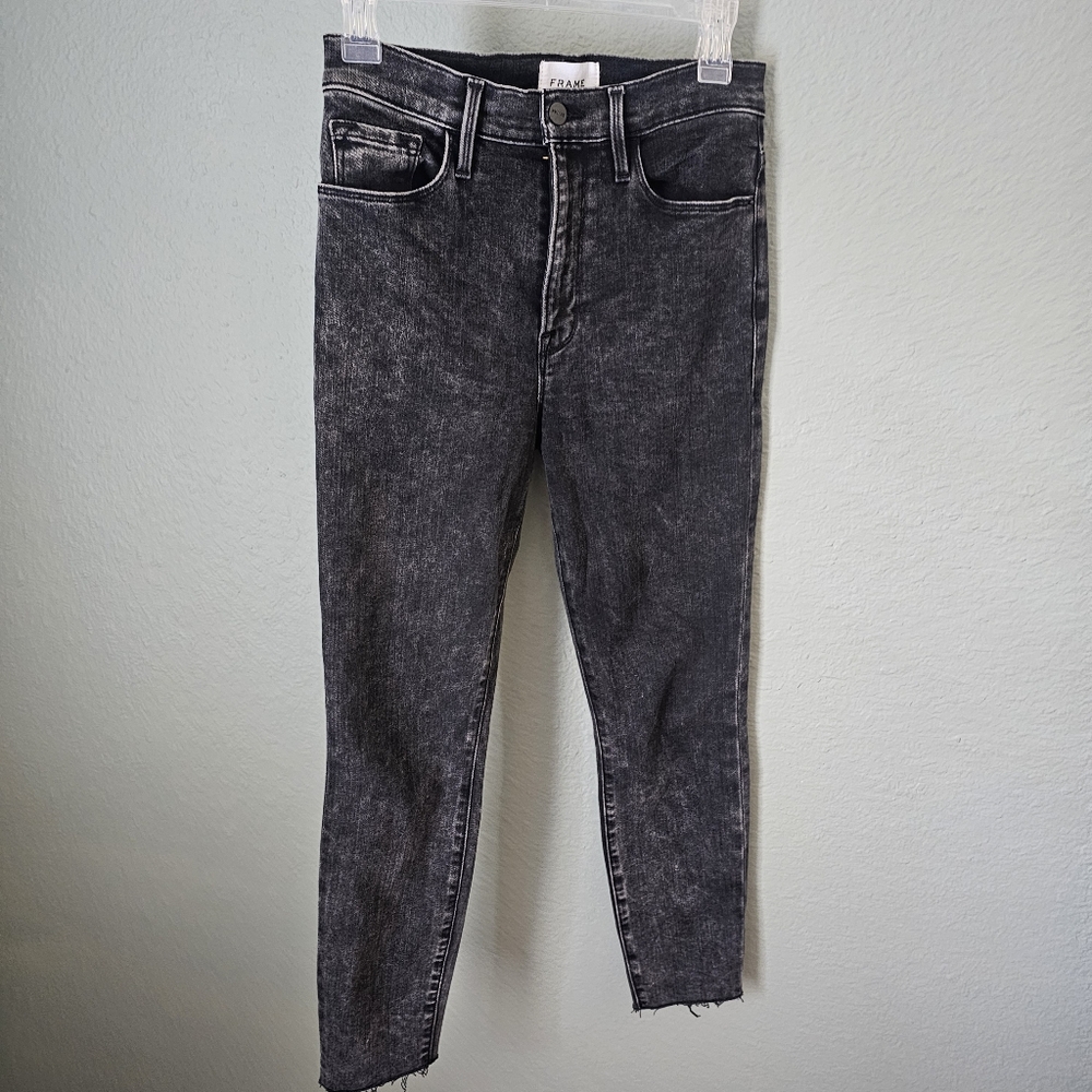 Frame Ali High Rise Cigarette Rockstar Raw Hem Jeans Size 27
